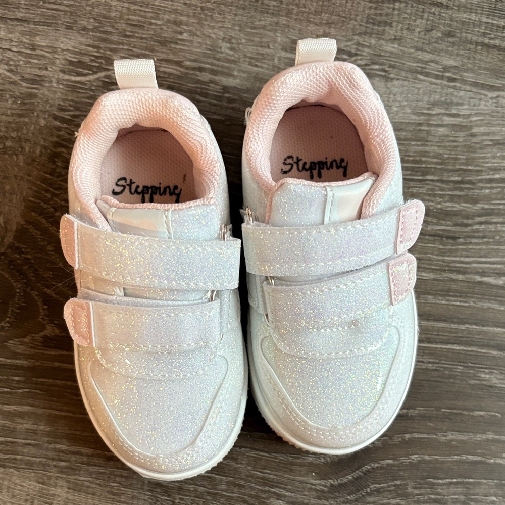 Kids Glitter Sneakers - Pink and White